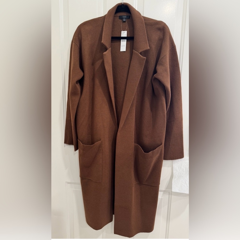J. Crew Brown Open Front Trench Coat